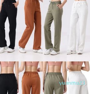 Designer Yoga Pantalon d'état adapté Split-Hem Long Mesdames taille haute tissu doux pantalon de jogging droit montre les jambes Yoga Fitness