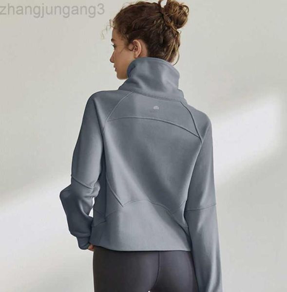 Designer Yoga Outwear Veste de course à demi-zip pour femmes Automne et hiver Pull de sport en peluche Pull chaud en vrac S Femmes Noir 23ss7767347