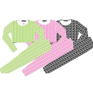 Diseñador Yoga Camisetas Leggings Set Otoño Mujeres Traje deportivo Carta Imprimir Manga larga Crop Top para mujer Pantalones ajustados Ropa deportiva