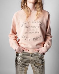 Designer Zadig Voltaire Women Hoodies Pullover Lettre classique Imprimer le cou rond Sweat-shirt Fashion Fashion Casual Long Sleeves