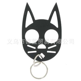 Zhihu Zhengyi – porte-clés chat noir, boucle à deux doigts, mignon, brise-vitre d'urgence, Articles de défense BYDA