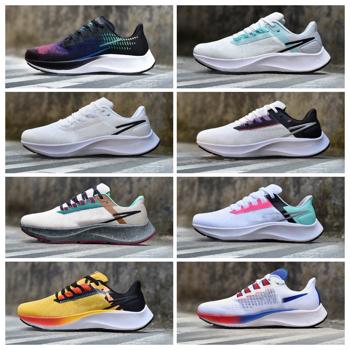 Mens Air ZOOM Pegasus 37 Casual Shoes Max 38 39 Triple Black White Midnight Navy Chlorine Blue Ribbon Aurora Green Wolf Grey Butterfly Women Designer trainer sneakers