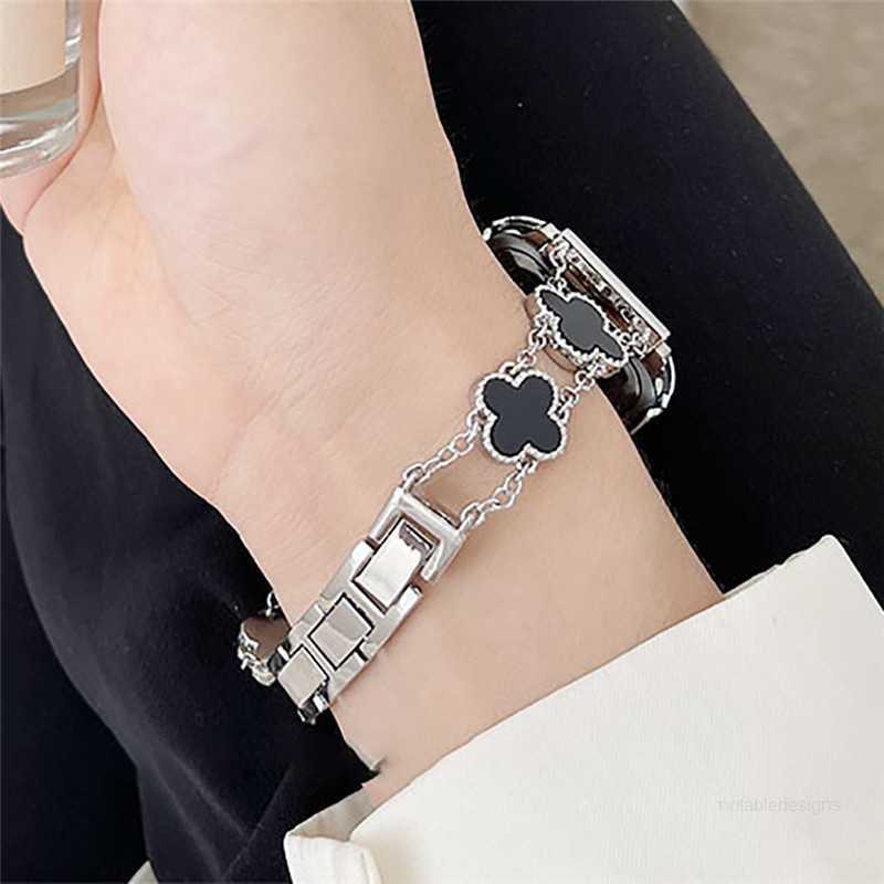 Designer justerbar rostfritt stål smartwatch bandband serie 7 6 5 bling diamant för iwatch 45mm se designerkvkfgv