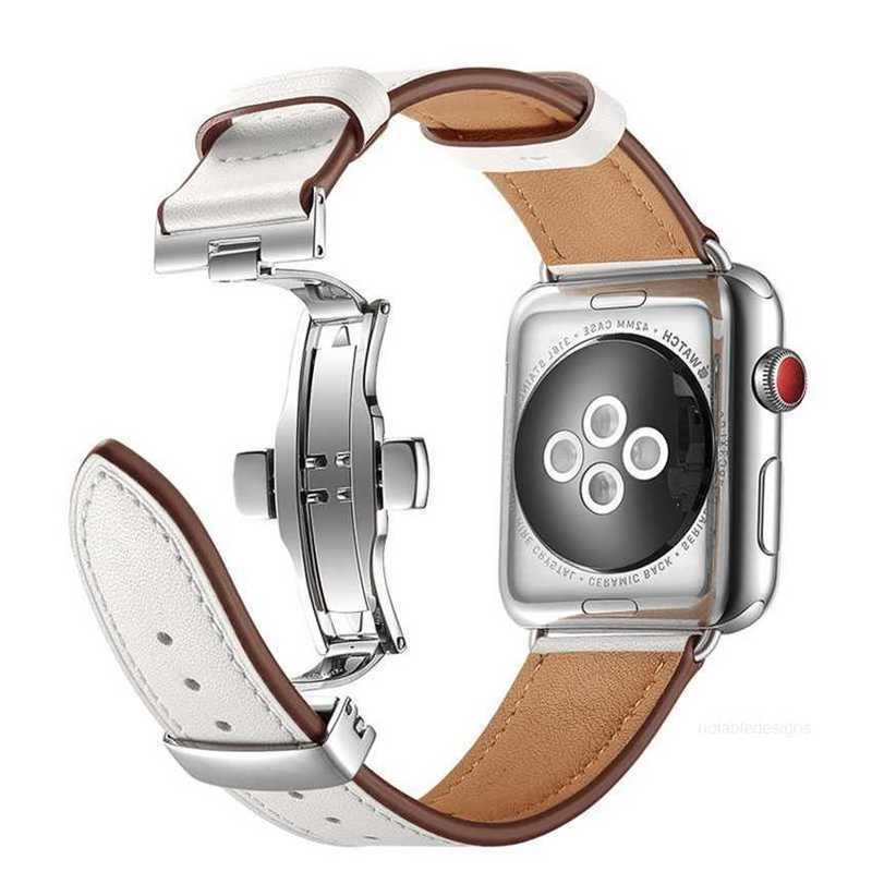 Дизайнерский кожаный браслет Apple Watch с застежкой-бабочкой, умный ремешок, ремень 384041 мм 42444549 мм для Apple Watch Series Ultra 9 8 7 6 дизайнер0MNL0MNL