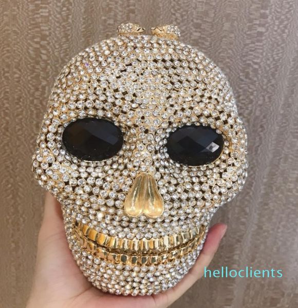 DesignerBlack main crâne cristal femmes sacs de soirée Halloween sacs-cadeaux de luxe diamant dames sacs à main fête pochette bourse1415250