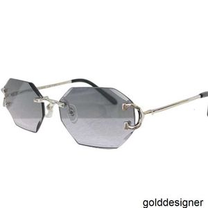 Créateur C Même logo et petites lunettes de soleil rectangulaires sans monture Rogous, haute qualité CT0092O 3G9C