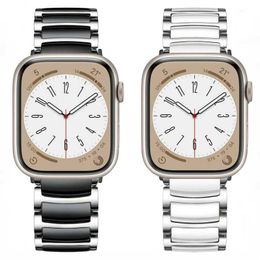 Bracelet métallique en céramique design pour Apple Watch 49mm 45mm 44mm 41mm 42mm 40mm pour iWatch Series Ultra2 9 8 7 6 5 4 SE Band designer1BF81BF8