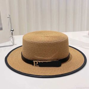 Designer Designer Ball Caps Métal Lettre Étiquette Plat Top Chapeau De Paille Voyage Crème Solaire Chapeau De Plage Chapeau De Soleil Mode Polyvalent Britannique Top Hat Sports De Plein Air Ball Hat catégorie