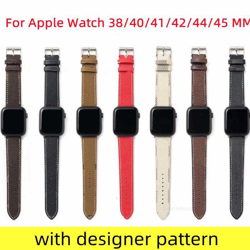 Designer Designer Watchbands Strap For Apple Watch Band 42mm 38mm 41mm 40mm 44mm 45mm iwatch Series 6 5 4 3 2 Bands Brown Leather Straps Fashion Letter Print Watchband c
