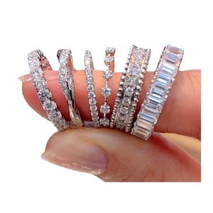 DesignerDiamond Ring Finger Fine Jewelry Designer Brillant CZ Zircon Bagues de Fiançailles De Mariage Pour Les Femmes Amoureux Cadeaux