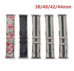 Designer G Designer Strap Bracelets de montre 42mm 38mm 40mm 44mm iwatch 2 3 4 5 bandes en cuir abeille serpent fleur Bracelet Fashion Stripes b03 designerIB77IB77