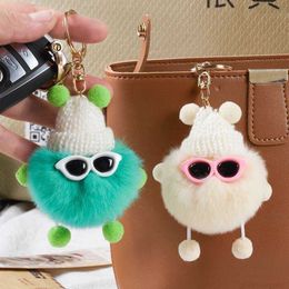 Diseñador Llaveros Cordones Bolsas encantadora pequeña bola de carbón Rex bola de piel de conejo llavero del coche accesorios del anillo lindo dibujos animados feo lindo elfo muñeca de peluche bolsa colgante muñeca como g