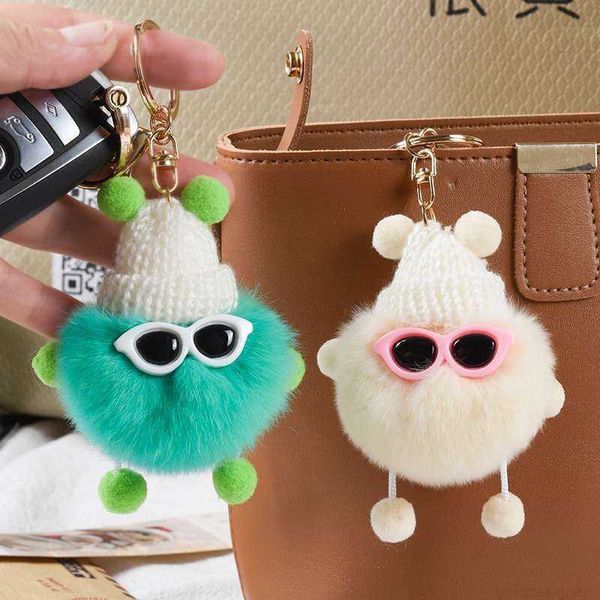 Designer Porte-clés Lanyards Sacs Charmante petite boule de charbon Rex boule de fourrure de lapin voiture porte-clés anneau accessoires mignon dessin animé moche mignon elfe peluche poupée sac pendentif poupée comme g