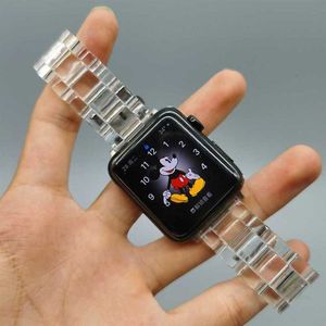 Bracelet en résine Lucency Designer pour Apple Watch Series Ultra 8 7 6 5 4 3 2 1 Bracelets de montre pliants transparents pour Iwatch 38 40 42 44 41 mm 45 mm 49 mm Accessoires Strap designerM9EVM9EV