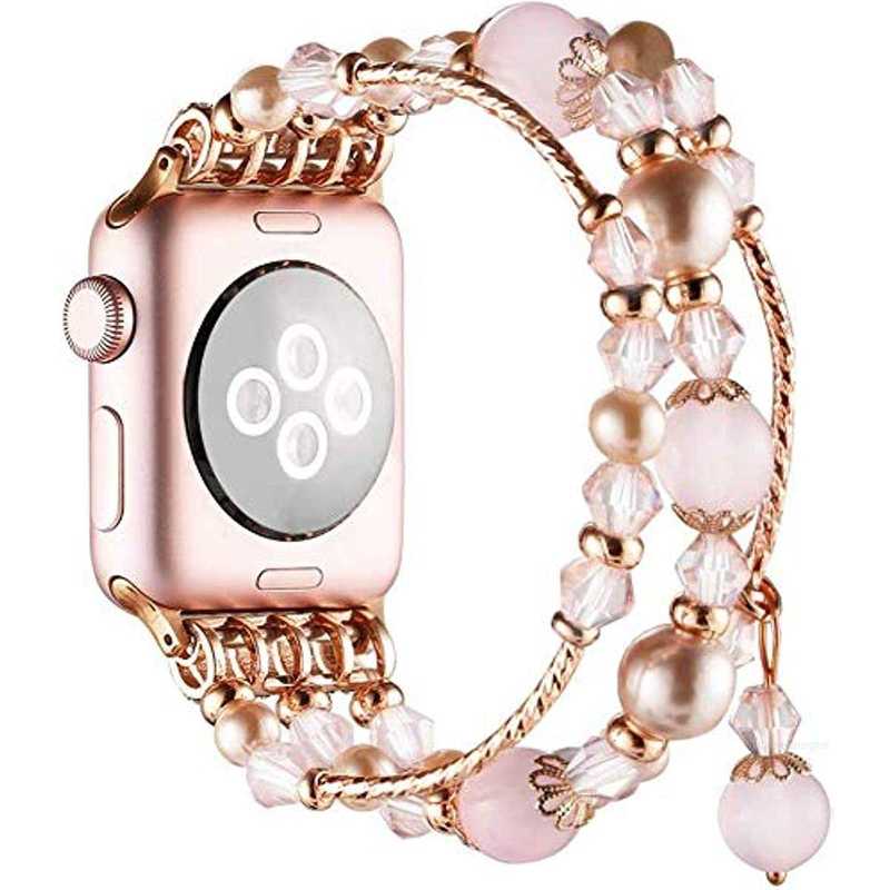 Designer Luxury Agate Beads Pearl Wristband Straps For Apple Watch 8 7 6 5 4 3 SE designerKJNLKJNL