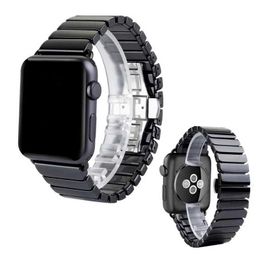 Designer luxe keramische band voor Apple Watch Ultra 49 mm band 41 mm 45 mm 44 mm 40 mm 42 mm 38 mm Accessoires Roestvrij stalen vlinderarmband iWatch 8 7 6 5 4 3 2 se categorie