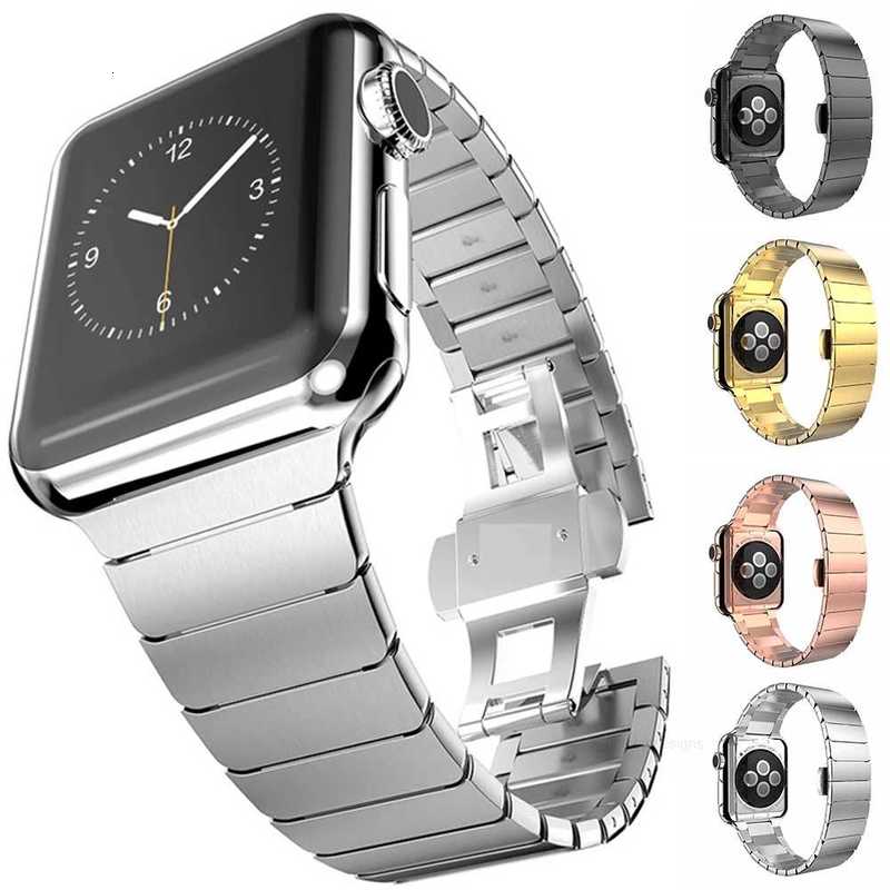 Diseñador Correa de acero inoxidable de lujo para Apple Watch Ultra 49 mm Banda 45 mm 41 mm 44 mm 40 mm 38 mm 42 mm Pulsera de metal mariposa iwatch Bandas Serie 8 7 3 4 5 SE 6 2 1 diseñador