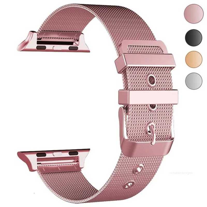 Designer Milanese Loop Strap for Apple Watch Ultra 49mm iWatch 8 SE 7 6 5 4 3 41mm 45mm 40mm 44mm 38mm 42mm Stainless Steel Metal Men Women Bracelet Band Belt To iwatchband