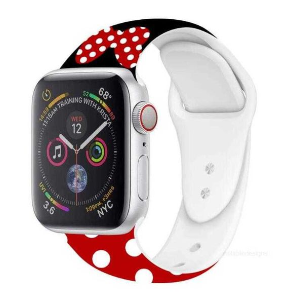 Designer Remplacement Nouvelle Montre Impression Silicone Band Strap Serise 6 5 4 3 Pour Apple Watch 38mm 40mm 42mm 44mm Cartoon Mouse Strap DesignerJCMHJCMH