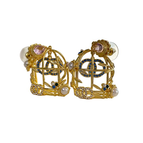 Designers 18K Gold Big Stud Boucles d'oreilles Plaqué Designers Marque Boucles d'oreilles Designer Lettre Ear Stud Femmes Crystal Cage personnalité boucles d'oreilles