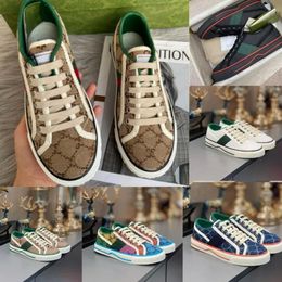 Ontwerpers 1977 Tennisschoenen canvas schoenen Luxe schoen Beige Blauw Gewassen Jacquard Denim Wen Schoenen Ace Rubberen Zool Geborduurd Vintage Casual Voor Dames Sneakers