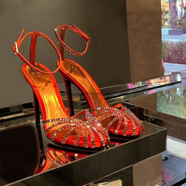 Designers Alevi Milano Sandales à talons hauts robe robe de chaussures chaussures en cristal Srrape talons de bobine
