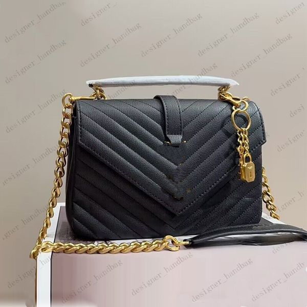 Bolsos de diseñador Moda universitaria Mujeres Luxurys Crossbody Bag Messenger Lady Bolso Mujer Tote Satchel Purse Black Gold Silver Chain Cartera de alta calidad