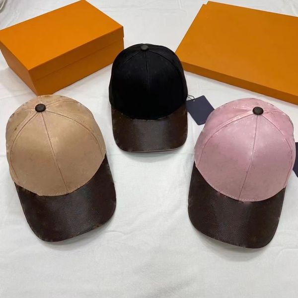 Diseñadores Gorras de bola Sombreros para hombre Lujos para mujer Cubo de cuero Sombrero para el sol Mujeres Patchwork Gorros Gorros para hombres Gorra de béisbol Casquette Marcas Negro Sin caja