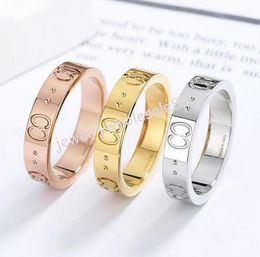 Ontwerpers Band Ringen Mode G Mannen Vrouwen Titanium Staal Gegraveerde Brief Patroon Liefhebbers Sieraden Smalle Ring Maat 5-11