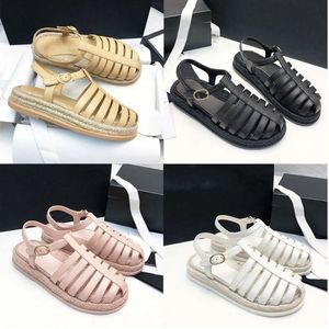 Ontwerpers Baotou Roman Sandals Leer Women Espadrilles Platform Sandaalronde Toe Casual Style Summer Outdoor Flip Flops met schoenen8