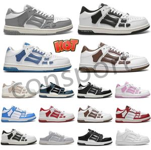 Ontwerpers Bone Shoes Skel-Top Lage Sports Casual Board Sneakers For Men Women Lace-Up Leather Fashion Black White Outdoor 23