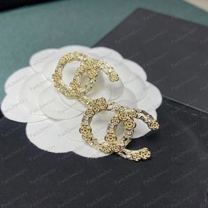 Designers Marque 18K Or perle goutte Double Lettres Goujons Clip Chaîne Géométrique Femmes Célèbres 925 Argent Cristal Strass Boucle D'oreille De Noce Jewerlry