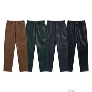 Designers Casual Pant Pantalons pour hommes Pantalons de survêtement Rhude High Street Lettre de broderie solide Pantalons longs décontractés Pu lâche imperméable épaissi cuir droit hommes