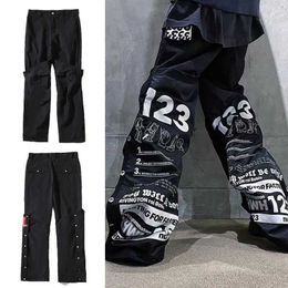 Designers Casual Pant Streetwear Jogger Pantalons de survêtement Rrr123 American High Street Print Double Face Reverse Wear Déconstruit Vibe Pantalon à poitrine Street