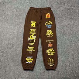 Diseñadores Pantalón casual Streetwear Jogger Pantalones Pantalones deportivos Travi Scotts Cactus Jack Co Br ed Mcdonald's Carta Impresión Correa Cordón Felpa Pantalones casuales