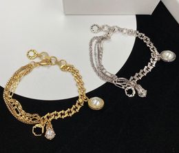 Designers Chain Bracelet 18K Gold plaqué Marque de luxe Perle Circle Charm Bracelets Fashion Women Love Brass Brass Copper Bracelet Wedding Party Jewellery Gift