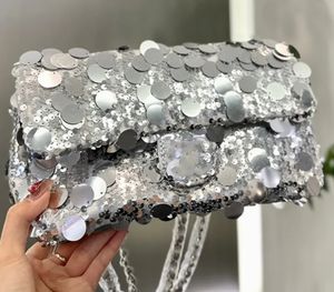 Ontwerpers klassieke pailletten crossbody tassen handtassen hoogwaardige gewatteerde matelasse klep mode zilveren metalen keten vrouwen schoudertas luxe designer tas munt portemonnee