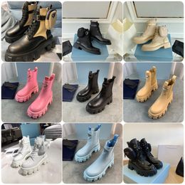 Botas de diseñador Monolith para mujer, botines juveniles para mujer, cuero cepillado negro, botines de mujer blancos y Beige del desierto, fondos gruesos