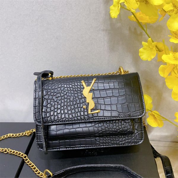 Designers Crocodile Imprimer Cuir Femmes Sacs à bandoulière Classique Crossbody Sacs à main de luxe Sacs à main d'embrayage Dames Marque Fourre-tout Flap Portefeuille Or Argent Noir Sac à chaîne