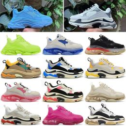 Ontwerpers Crystal Bottom 17w Dames Heren Casual Schoenen Nieuwste Dad Platform Triple S Clear Sole Zwart Wit Rood Blauw Parijs Platte Meerkleurige Trainers Sneakers