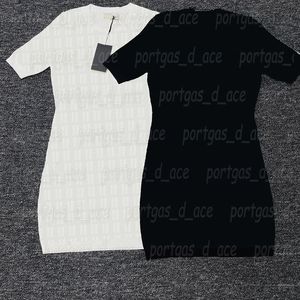 Vestido de punto con letras para mujer, vestidos sexys y elegantes con agujeros, vestido tejido de manga corta de diseñador de lujo