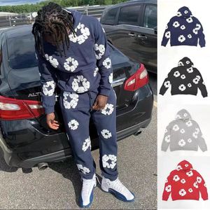 Designers Denim Tears Femmes Mens Sweats à capuche Pantalons A Ensembles Automne Hiver Mousse d'impression complète Hip Hop Sweat-shirt en vrac Pantalon de survêtement en peluche A1