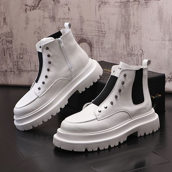 Designers robe chaussures de fête de mariage mode haut haut rivet blanc sport baskets décontractées bout rond fond épais loisirs bottes de marche en plein air Y10