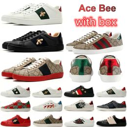 Designers Dress Femmes ggs guccie gg ACE Sneakers Casual Casual Tennis Chaussures Hommes Chaussures À Lacets De Luxe Classique En Cuir Blanc Motif guccy Cat Tiger Print Amoureux Du Sport