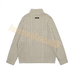 Designers essent FOG Double Thread New ESS Saison 8 Casual Loose Jacquard Fried Dough Twists Pull tricoté à col haut américain