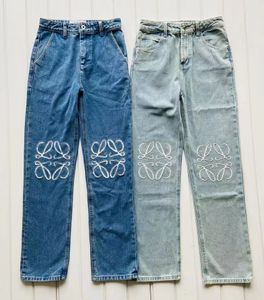 Damesjeans Jeans met opengewerkte, geborduurde rechte broek met hoge taille