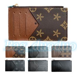 Diseñador Moda Men Zipper Mujeres Monedas Monedas M30271 Tasco de tarjetas de monedas Luxurys de cuero genuino mini billetera Titular de tarjetas Brown Flower Regalo largo Purso negro