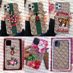 Ontwerpers Mode Telefoonhoesjes voor iPhone 15 14 pro max 13 case 12 Mini 11 14Plus XSMax XR 7P 8P Samsung Galaxy S23 S22 S21 Ultra NOTE 10 Cover Bee Tiger Snake Embroid Case
