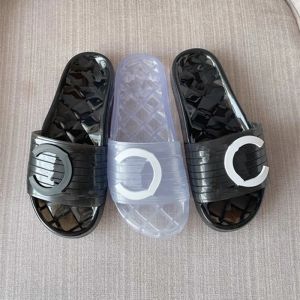 Ontwerpers Mode PVC jelly slippers mannen vrouwen sandalen zomer strand schoenen platte Flip Flops Alfabet Crystal transparen Clear slipper maat 36-42 Slides Sneaker