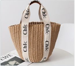 Designers Fashion Tissé Sacs Seau En Cuir Panier Portable Sac À Main Paille Woody Fourre-Tout Barrel Purse Voyage En Plein Air Sacs De Plage Bandoulière Shopping Pack